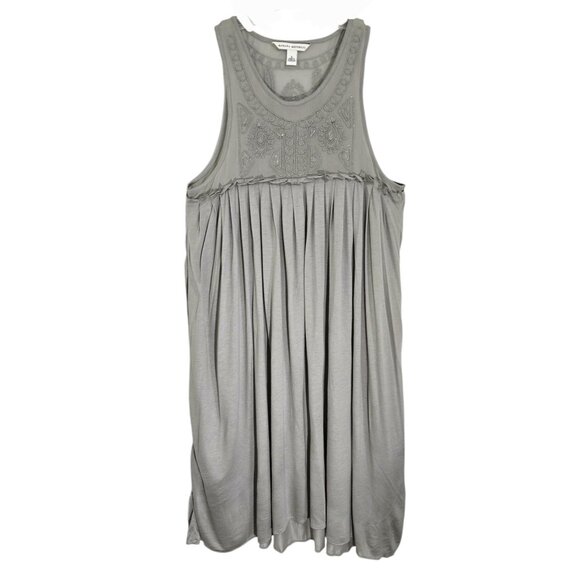 Banana Republic Size S Gray Embroidered Sleeveless Dress Silk Rayon Blend - Picture 1 of 14